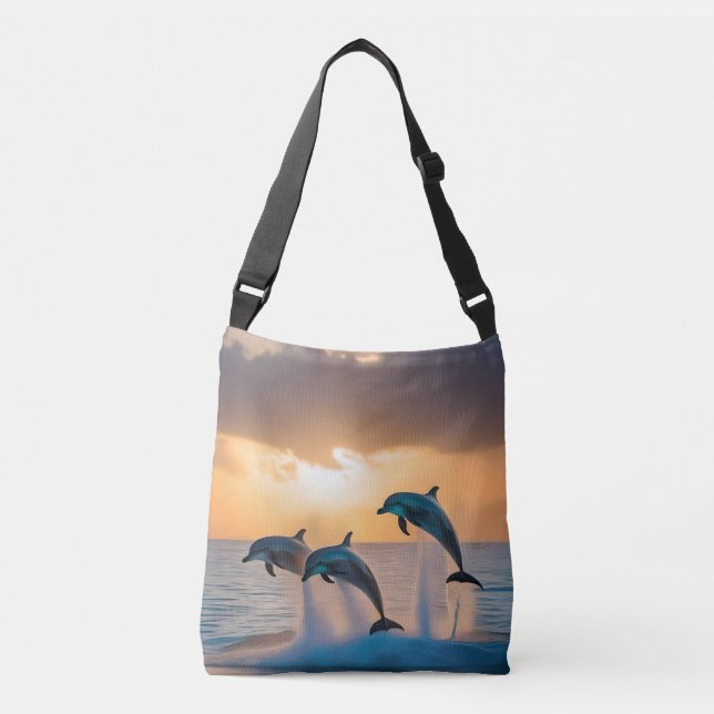 Sac Ajustable Danse au crépuscule : Trois dauphins sautent  (Devant)