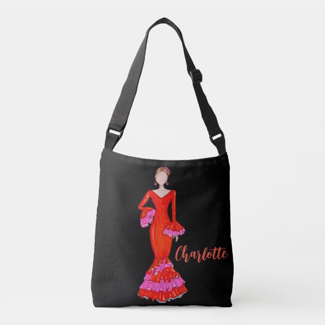 Sac Ajustable Danse flamenco avec robe orange (Devant)