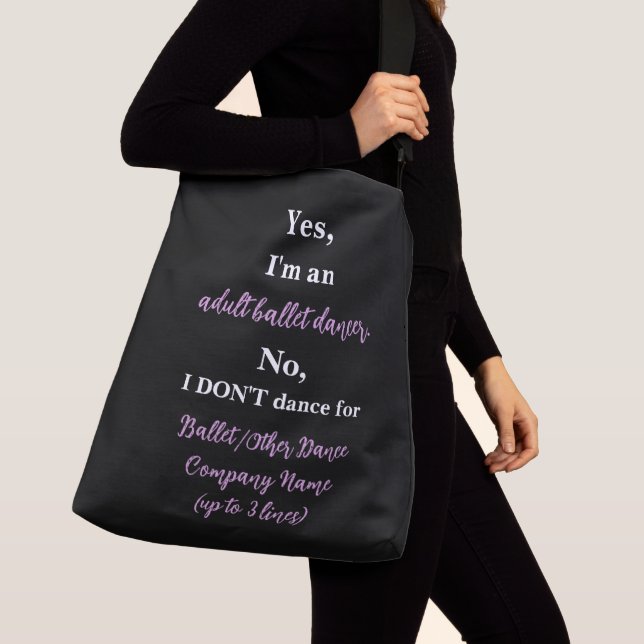 Sac Ajustable Danseur de ballet d'adultes - Plum pâle/Texte blan (De près)
