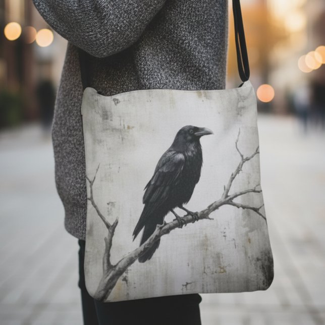 Sac Ajustable Dark Academia Atmosphère Corbeau Gothique (Gothic raven cross body bag
)