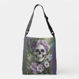 Sac Ajustable Décès par Lilac, Fleurs pourpres et Crâne gothique