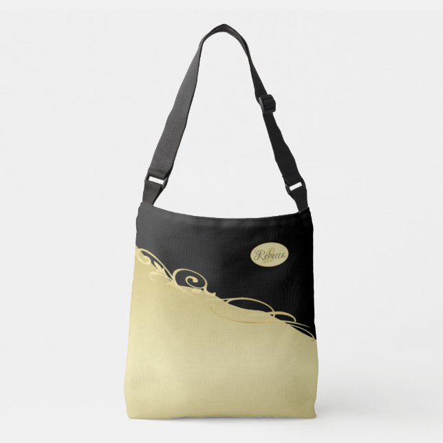 Sac Ajustable Décor de luxe sur or & noir, Monogramme, (Devant)