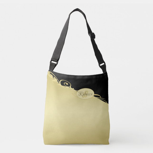 Sac Ajustable Décor de luxe sur or & noir, Monogramme, (Devant)