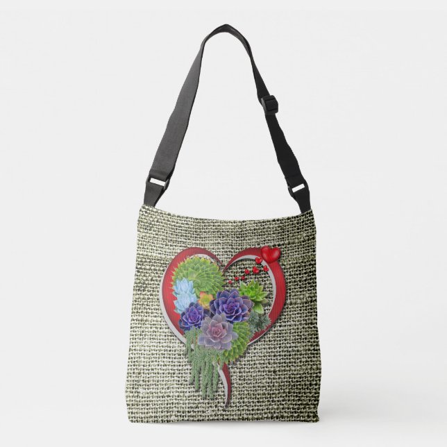 Sac Ajustable Décor Plante Succulent dans un coeur (Devant)