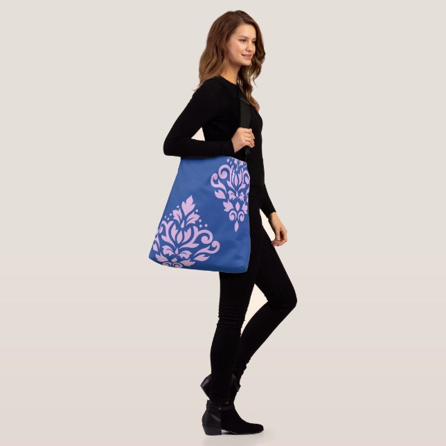 Sac Ajustable Défiler Damas Art I rose sur bleu (Sur le modèle)