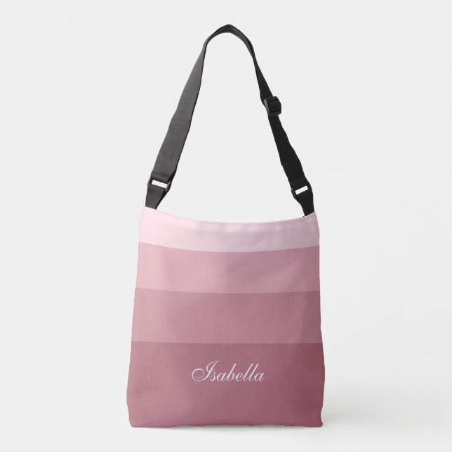 Sac Ajustable Dégradé de rose gold rayures et calligraphie (Devant)