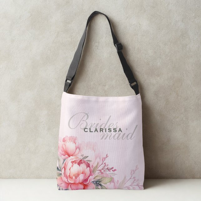 Sac Ajustable Demoiselle d'honneur | Pivoine rose et vert sauge (Créateur téléchargé)