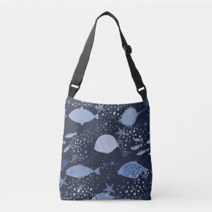 Sac Ajustable Des poissons endormis monochromes, motif foncé.