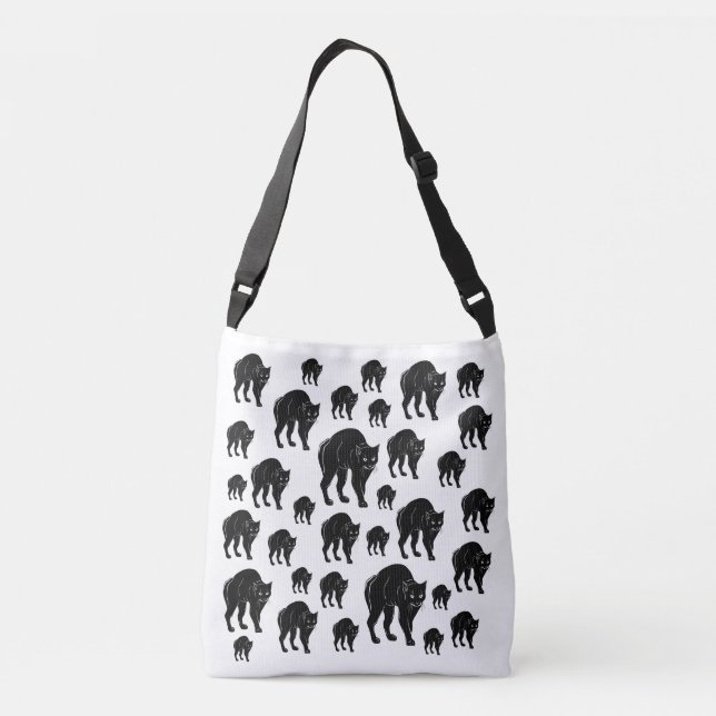 Sac Ajustable Dessin en silhouette de chat noir à rallonge d'Hal (Dos)