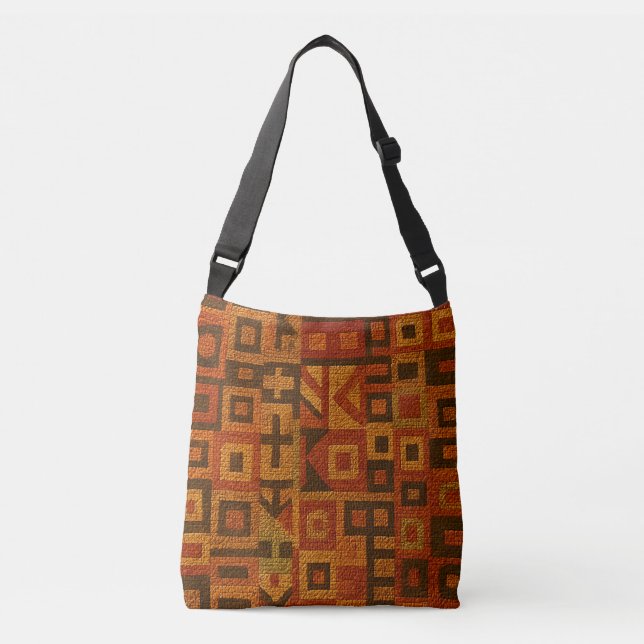 Sac Ajustable Dessin tribal boho orange (Devant)