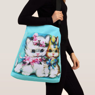 Sac Ajustable deux chatons et beaucoup de fleurs