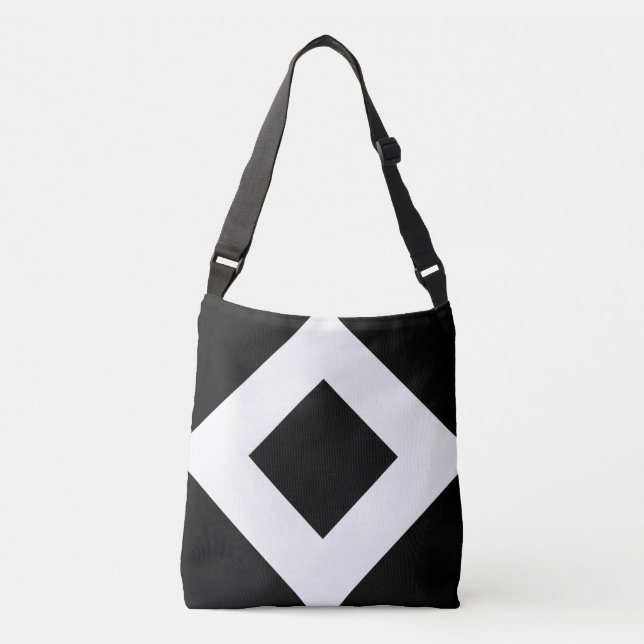 Sac Ajustable Diamant noir tout-sur-impression, Bordure blanche  (Devant)