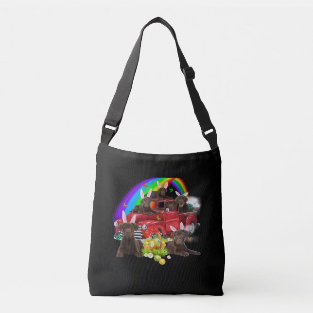 Sac Ajustable Dog Lover | Bunny Chocolate Labrador Easter Day (Devant)