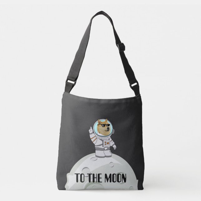 Sac Ajustable Dogecoin à la lune drôle de chien astronaute noir (Devant)