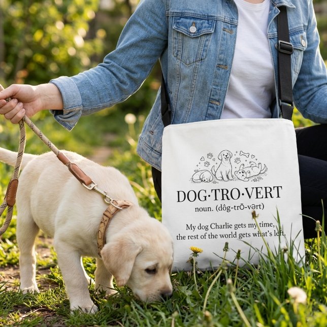 Sac Ajustable Dogtrovert Funny Text Dog Name Cute Introvert Tote (Créateur téléchargé)