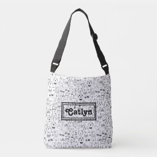 Sac Ajustable Doodles de chat, Funny Black et White Kitties Moti