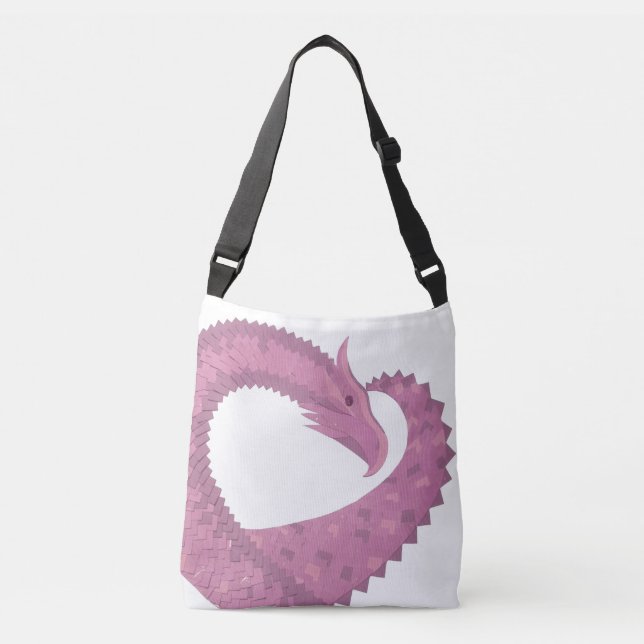 Sac Ajustable Dragon cardiaque mauve sur blanc (Devant)