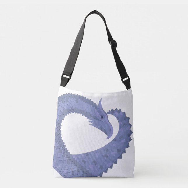 Sac Ajustable Dragon de coeur gris bleu sur blanc (Devant)