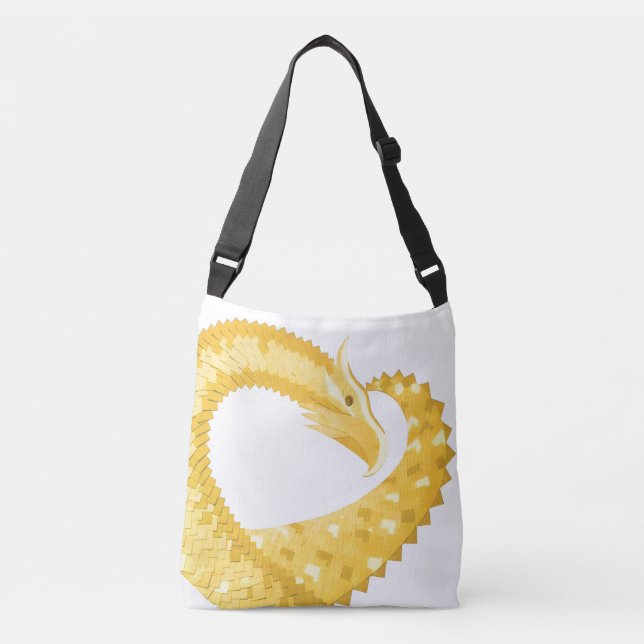 Sac Ajustable Dragon de coeur jaune sur blanc (Devant)