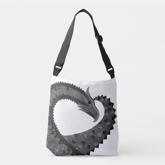 Sac Ajustable Dragon de coeur noir sur blanc (Devant)
