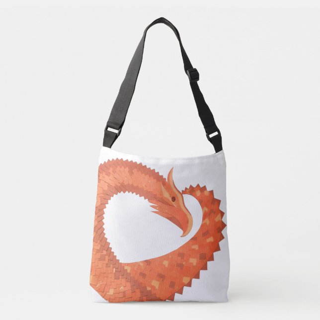 Sac Ajustable Dragon de coeur orange sur blanc (Devant)