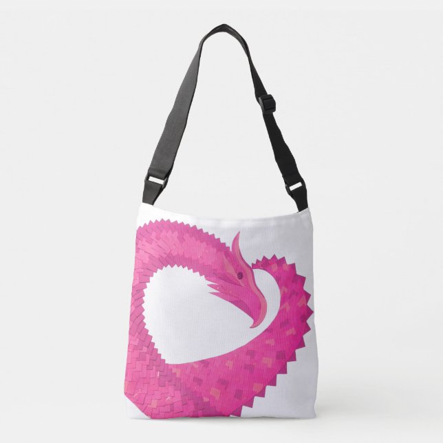 Sac Ajustable Dragon de coeur rose chaud sur blanc (Devant)