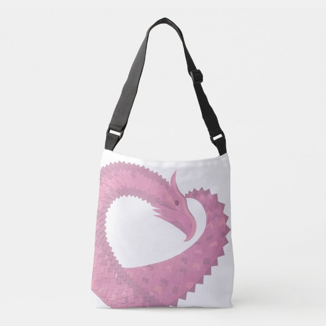 Sac Ajustable Dragon de coeur rose sur blanc (Devant)