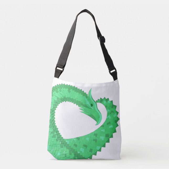 Sac Ajustable Dragon de coeur vert sur blanc (Devant)
