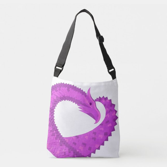 Sac Ajustable Dragon de coeur violet clair sur blanc (Devant)