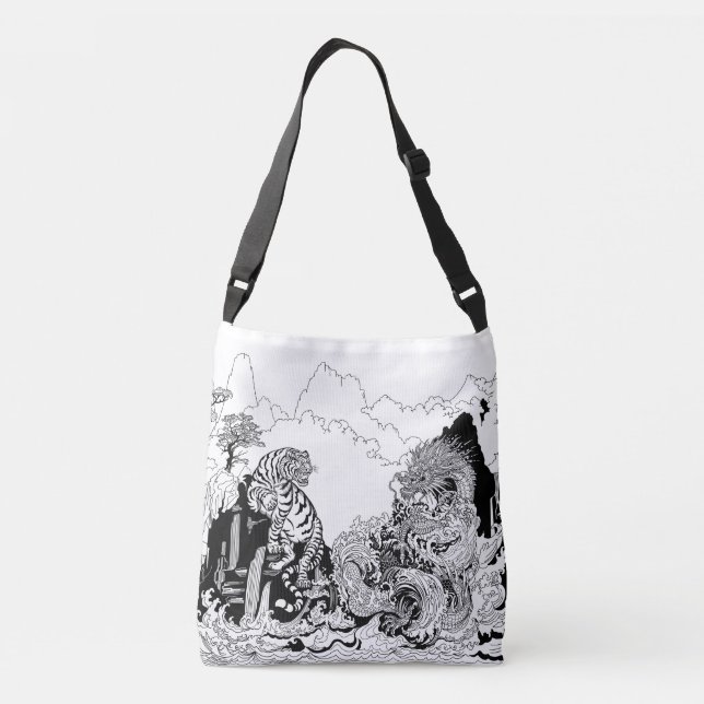 Sac Ajustable Dragon et Tigre Blanc. Illustration par Insima (Dos)