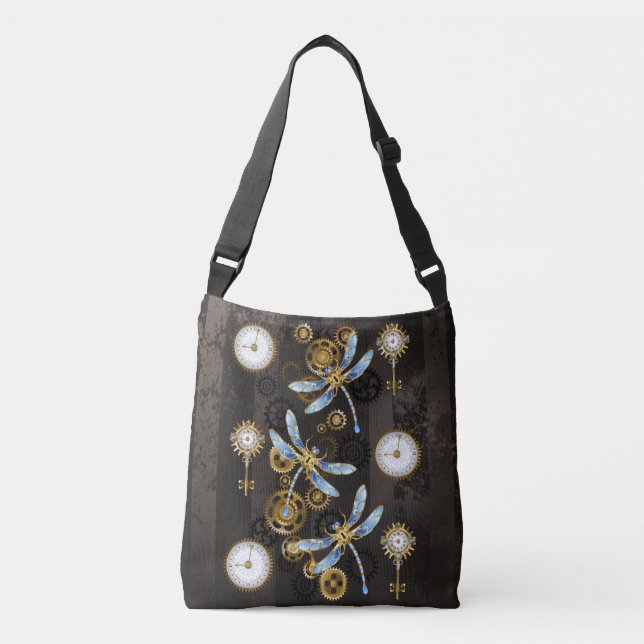 Sac Ajustable Dragonflies de Steampunk sur arrière - plan rayé b (Devant)