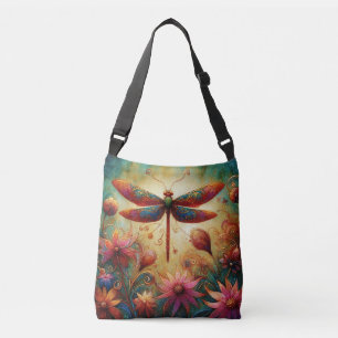 Sac Ajustable Dragonfly lunaire Floral Art Abstrait Turquoise ro