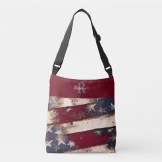 Sac Ajustable Drapeau Américain Distorti De Monogramme Personnal