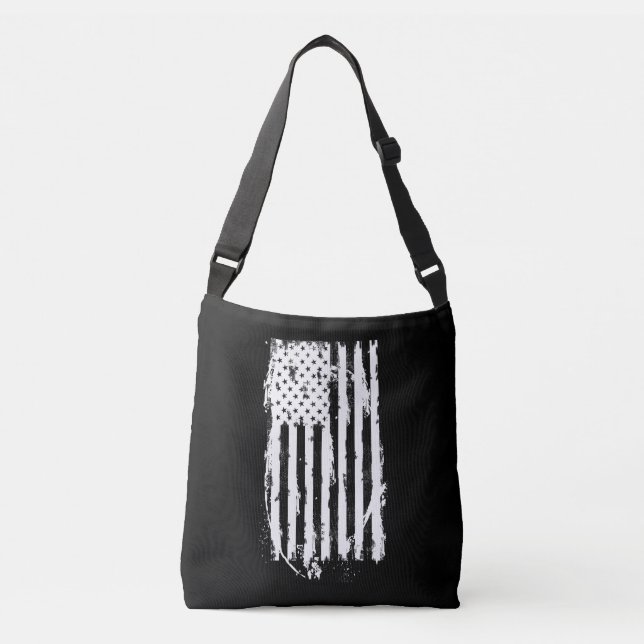 Sac Ajustable Drapeau Américain en Blanc en détresse (Devant)