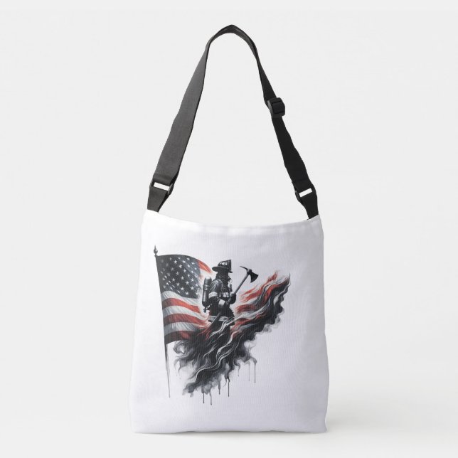 Sac Ajustable Drapeau américain. Pompier (Devant)