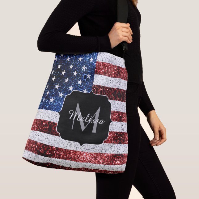 Sac Ajustable Drapeau américain rouge blanc brillant parties sci (De près)