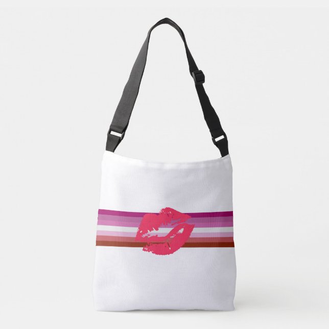 Sac Ajustable Drapeau de fierté lesbienne au rouge à lèvres (Devant)