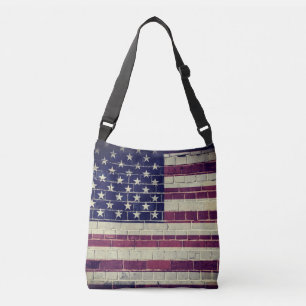 Sac Ajustable Drapeau de l'Amérique vintage sur un mur de brique