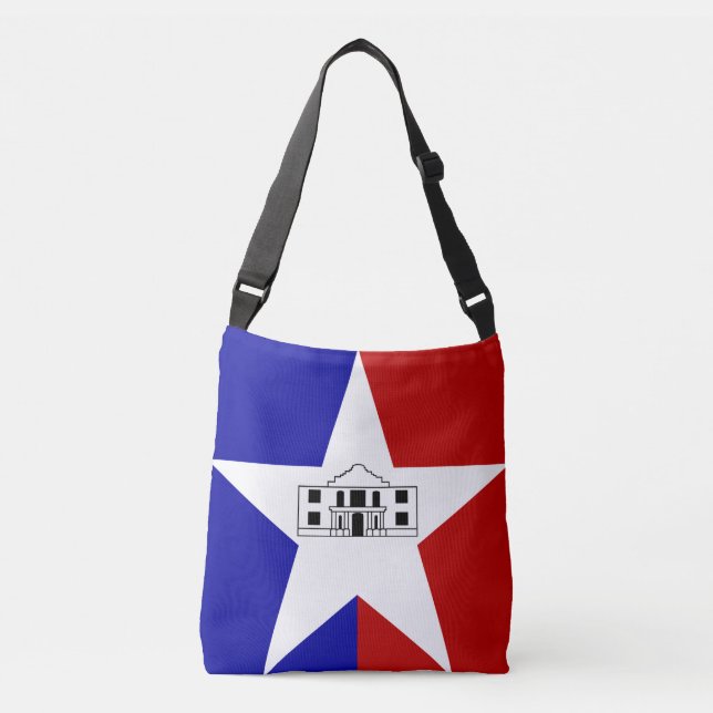 Sac Ajustable Drapeau de San Antonio, Texas Crossbody Bag (Devant)