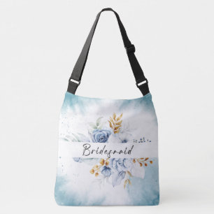 Sac Ajustable Dusty Blue White Gold Floral Mariage