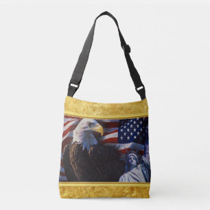 Sac Ajustable Eagle chauve une statue de la liberté un drapeau