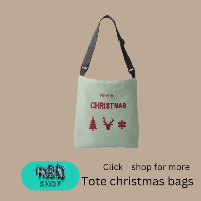 Sac Ajustable écriture de noël rustique écossais (christmas scottish plaid tote bag)