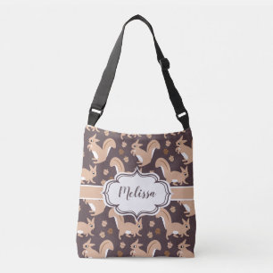 Sac Ajustable Écureuils mignons et cornes Nom personnalisé