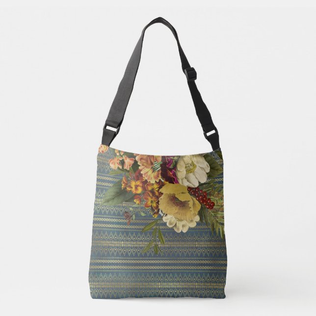Sac Ajustable Élégance Fleurie Sombre (Devant)