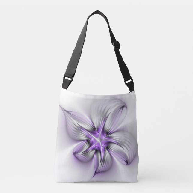 Sac Ajustable Élégance florale Art fractal violet abstrait moder (Devant)