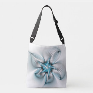 Sac Ajustable Élégance florale Art moderne Abstrait bleu fractal