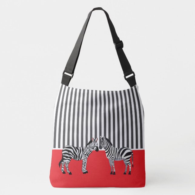 Sac Ajustable Elégant assorti Zèbre noir et blanc Rouge (Devant)