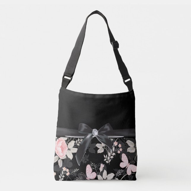Sac Ajustable Elégant chic aquarelle rose floral (Devant)