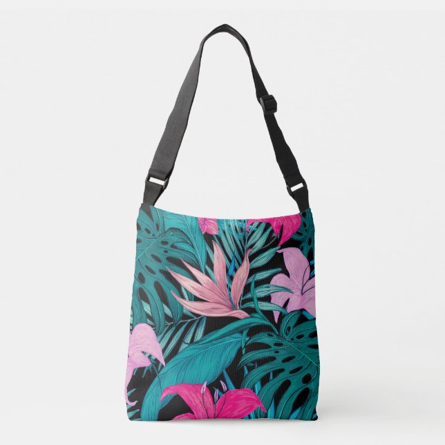 Sac Ajustable Elégant Hibiscus Tropical Fleurs et Feuilles | (Devant)