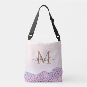 Sac Ajustable Élégant Monogramme Rose Parties scintillant rose l